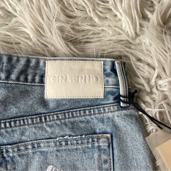 GRLFRND Helena Newport Blue Distressed High Rise Cut-Off Denim Shorts NWT Sz 28 - Picture 8 of 12